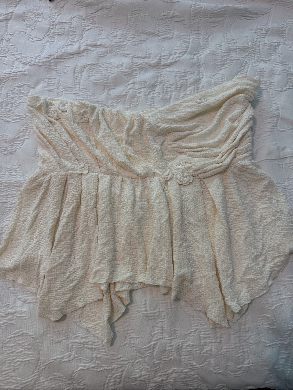 Ivory Textured Strapless Peplum Top - Picture 8 of 8